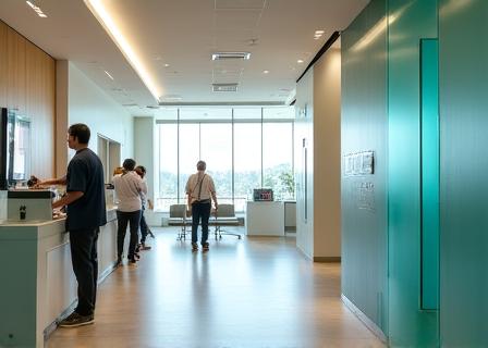 Modern medical clinic with digital display